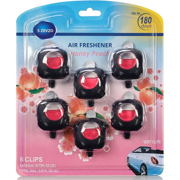 6-Pack Honey Peach Scent Car Vent Clip Air Freshener Long Lasting