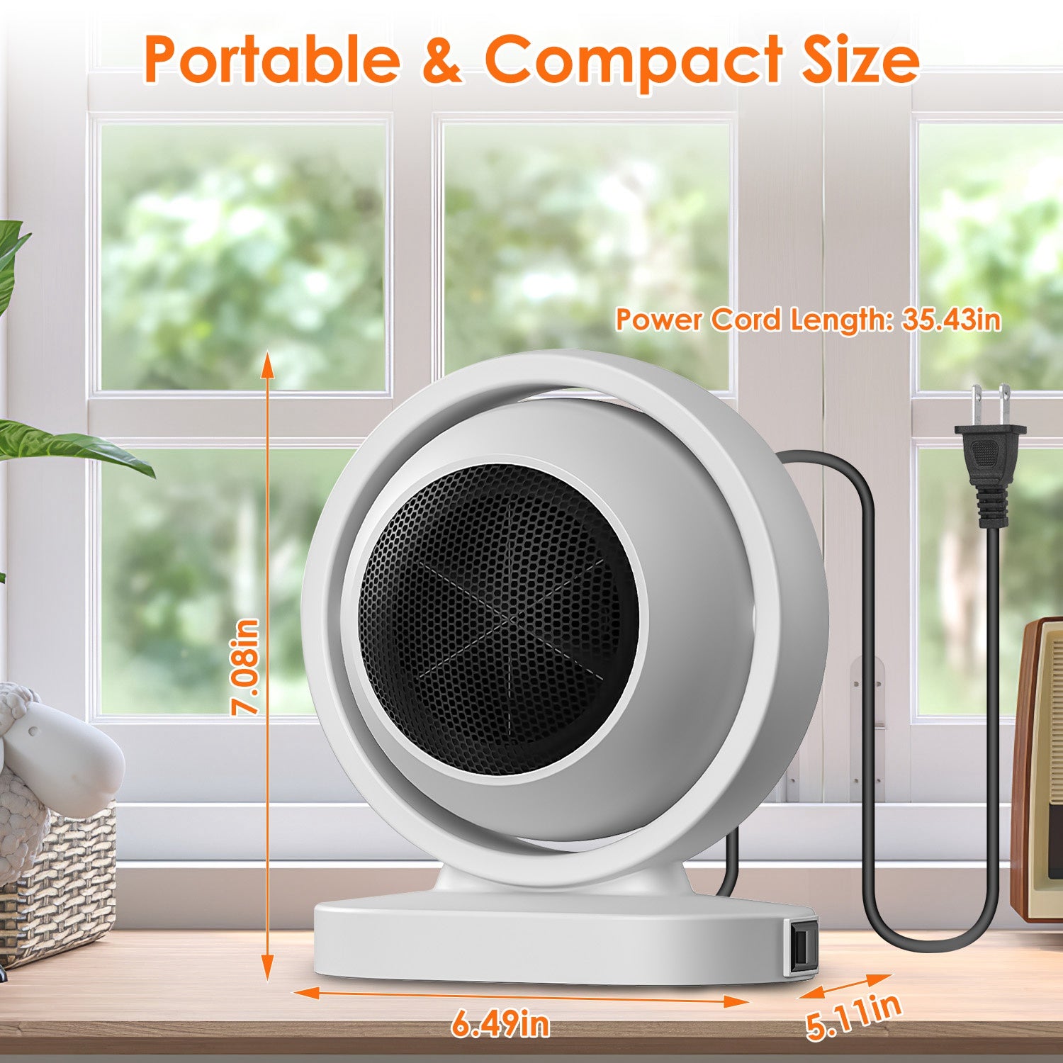 380W Space Heater Portable Desktop Electric Heater Fast Heating Safe Home Office Use