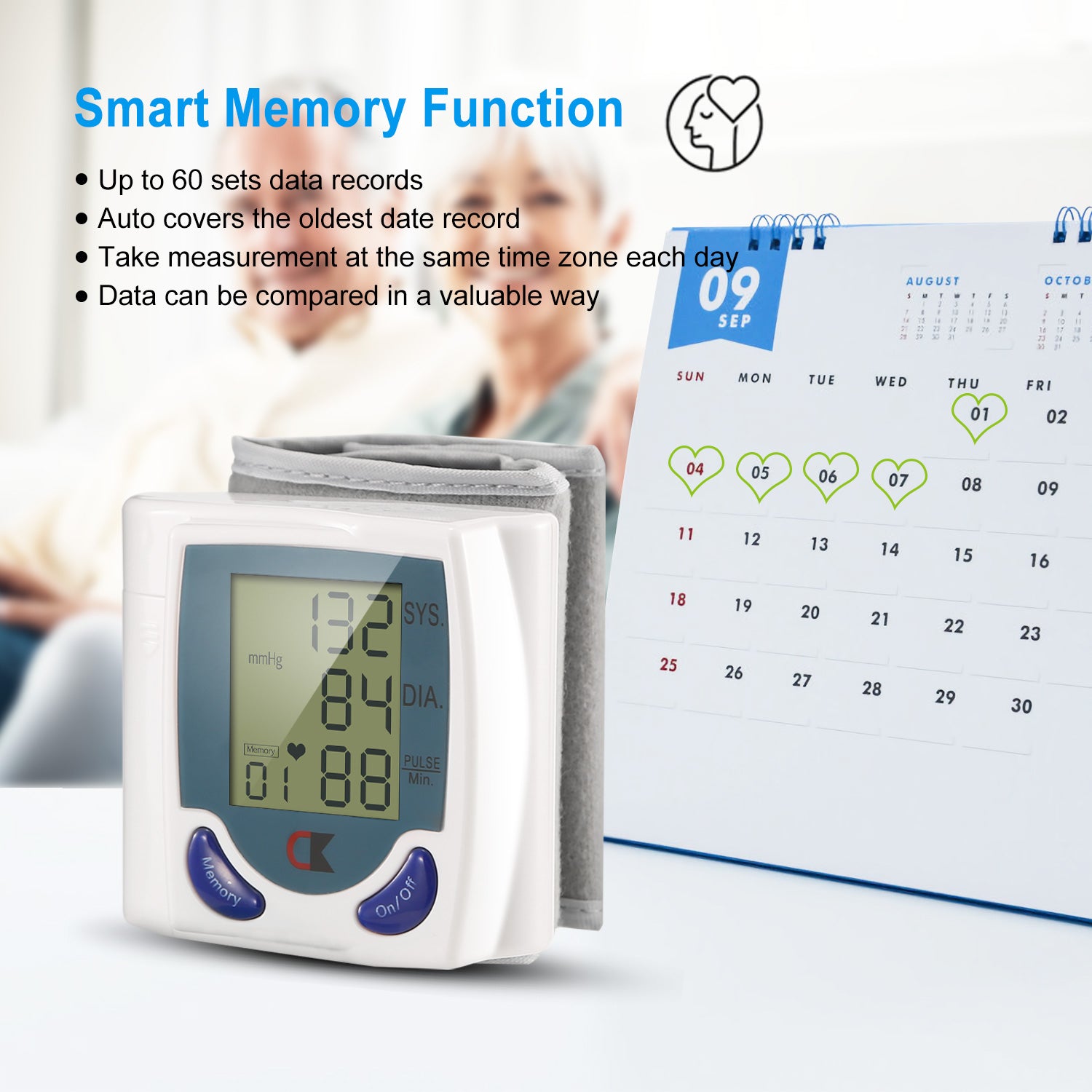 Wrist Blood Pressure Monitor Digital LCD Heart Rate Tester