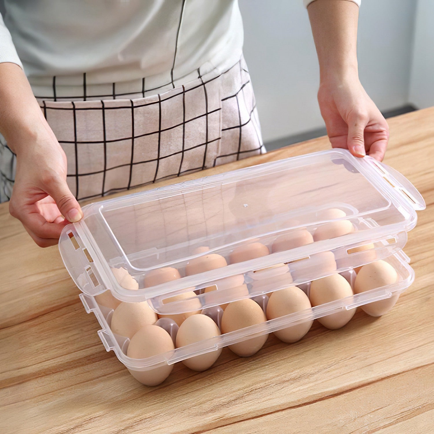 2Pcs Stackable Plastic Egg Holder for Refrigerator