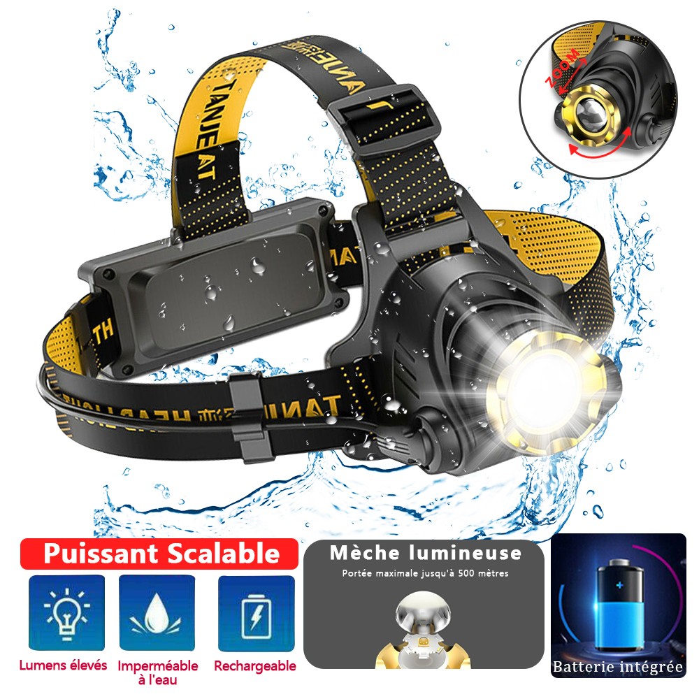 Rechargeable LED Headlamp Zoom Headlight 3 Modes Outdoor Torch