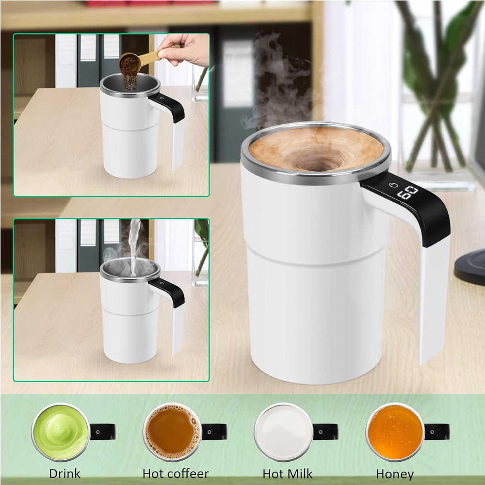 12oz Self Stirring Mug Auto Magnetic Coffee Cup LED Temperature Display