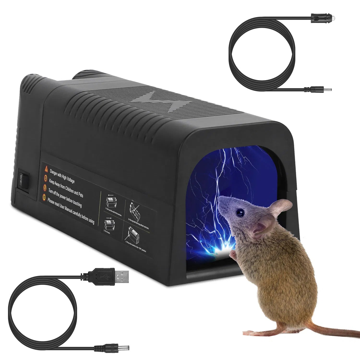 Indoor 1800V Electric Mouse Trap Rechargeable Rodent Zapper