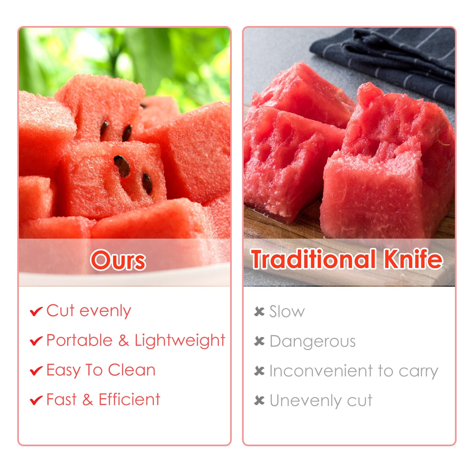 5Pcs 2-in-1 Watermelon Cutter Fork Stainless Steel Fruit Slicer
