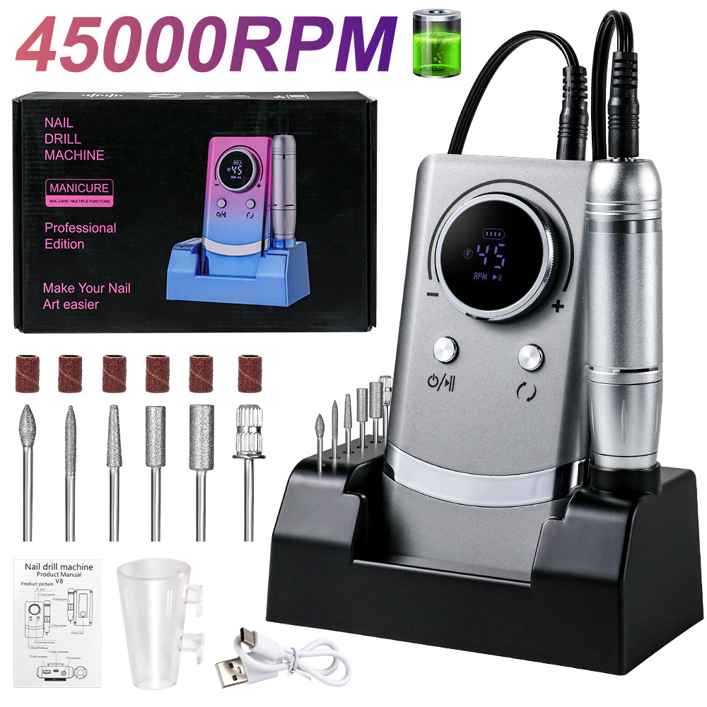 45000RPM Professional Rechargeable Nail Drill Kit