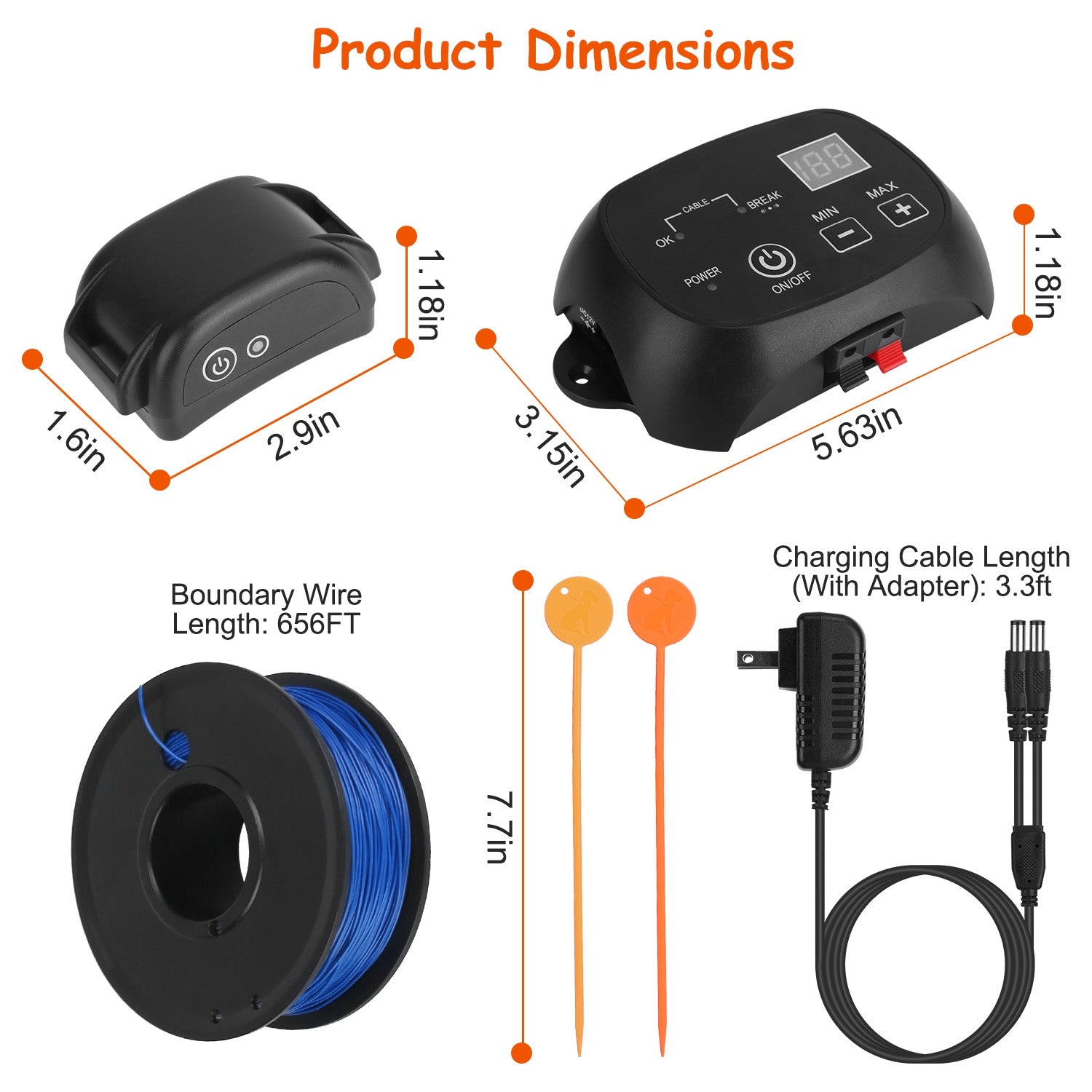 Underground Dog Fence System with 100 Levels Waterproof Receiver