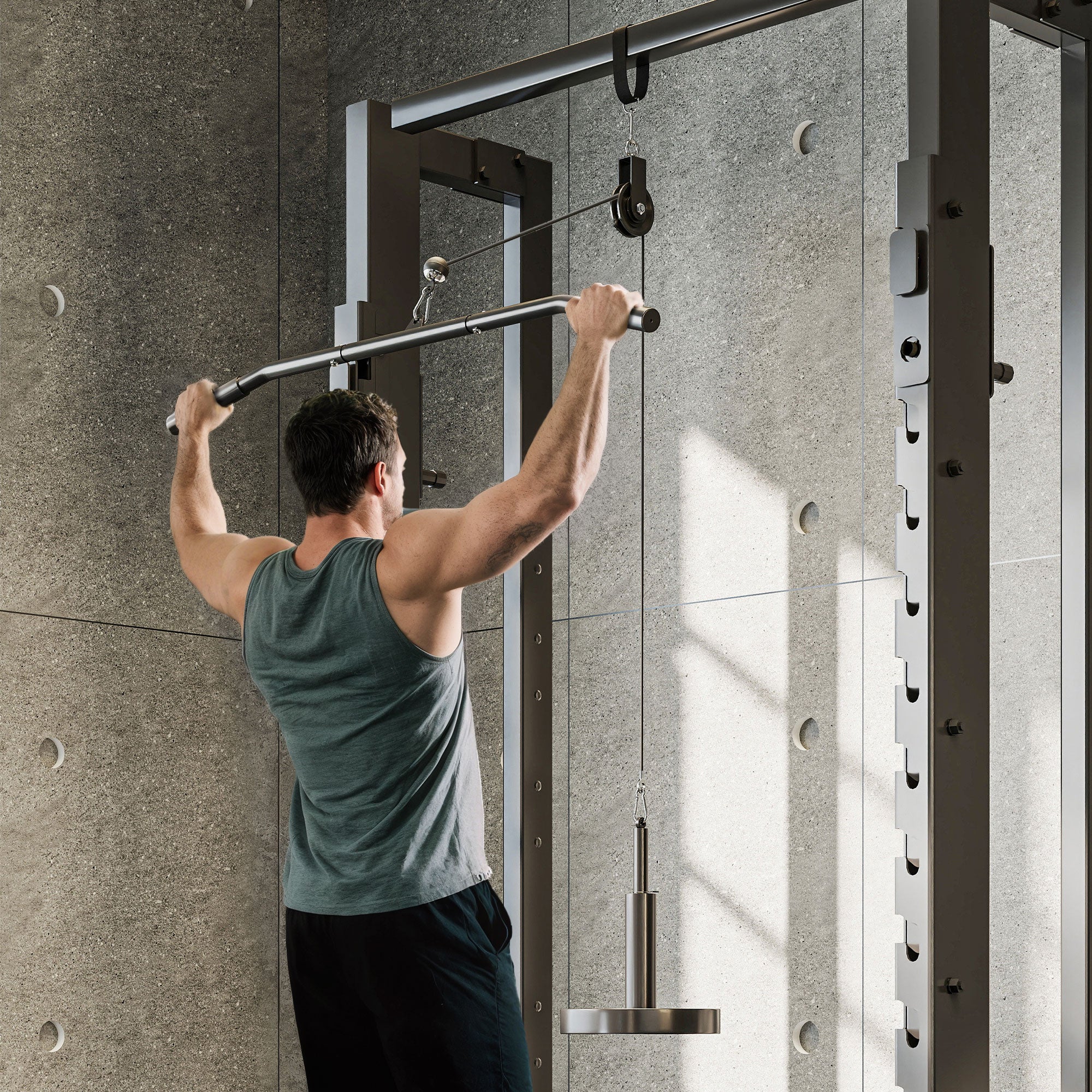 Weight Cable Pulley System with Universal Loading Pin for Strength Training (Red)