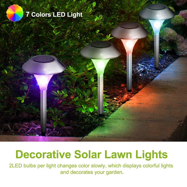 Color Changing Solar Garden Lights Waterproof Pathway Lights 4 Pack