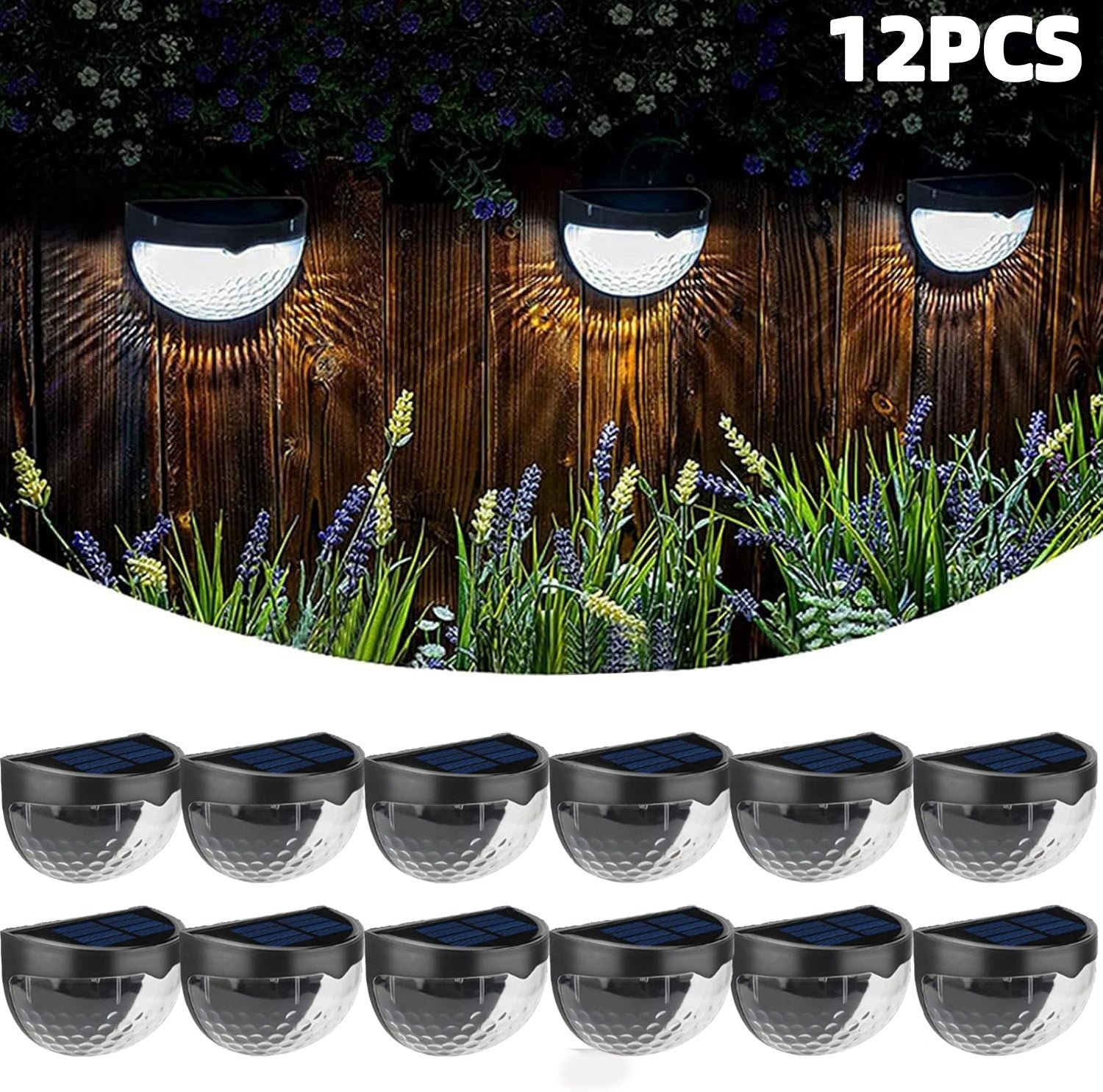 Solar Fence Lights Waterproof Deck Step Wall Lights Outdoor 6 Pack