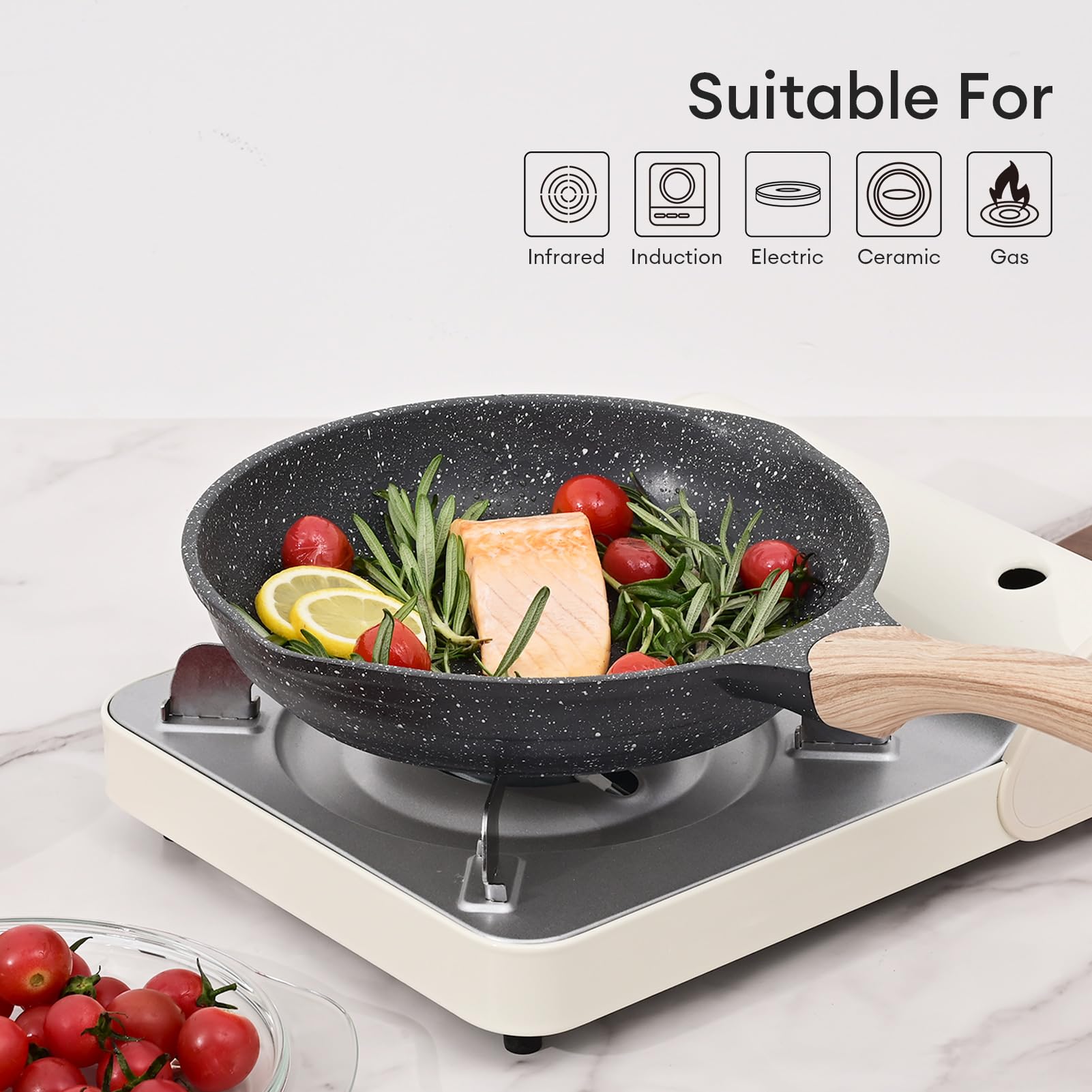 8 Inch Nonstick Frying Pan Stone Coating Induction Skillet