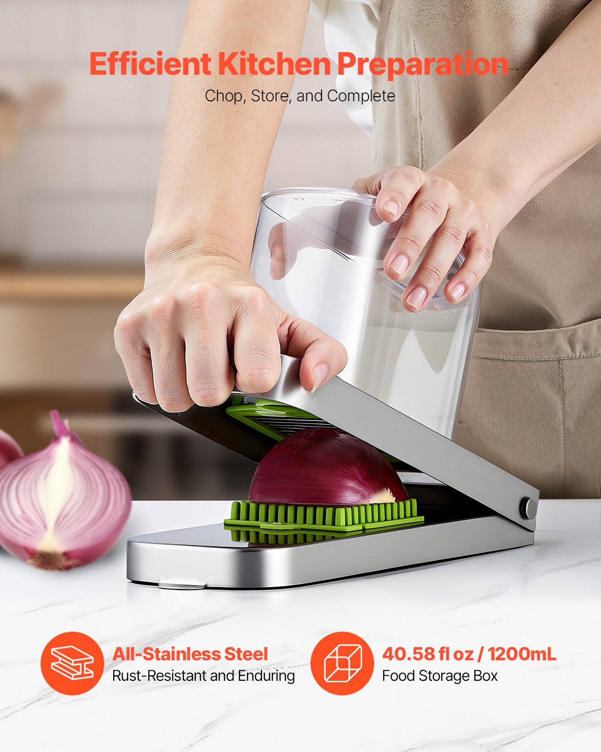 Powerful Vegetable Chopper Stainless Steel Onion Dicer Cutter