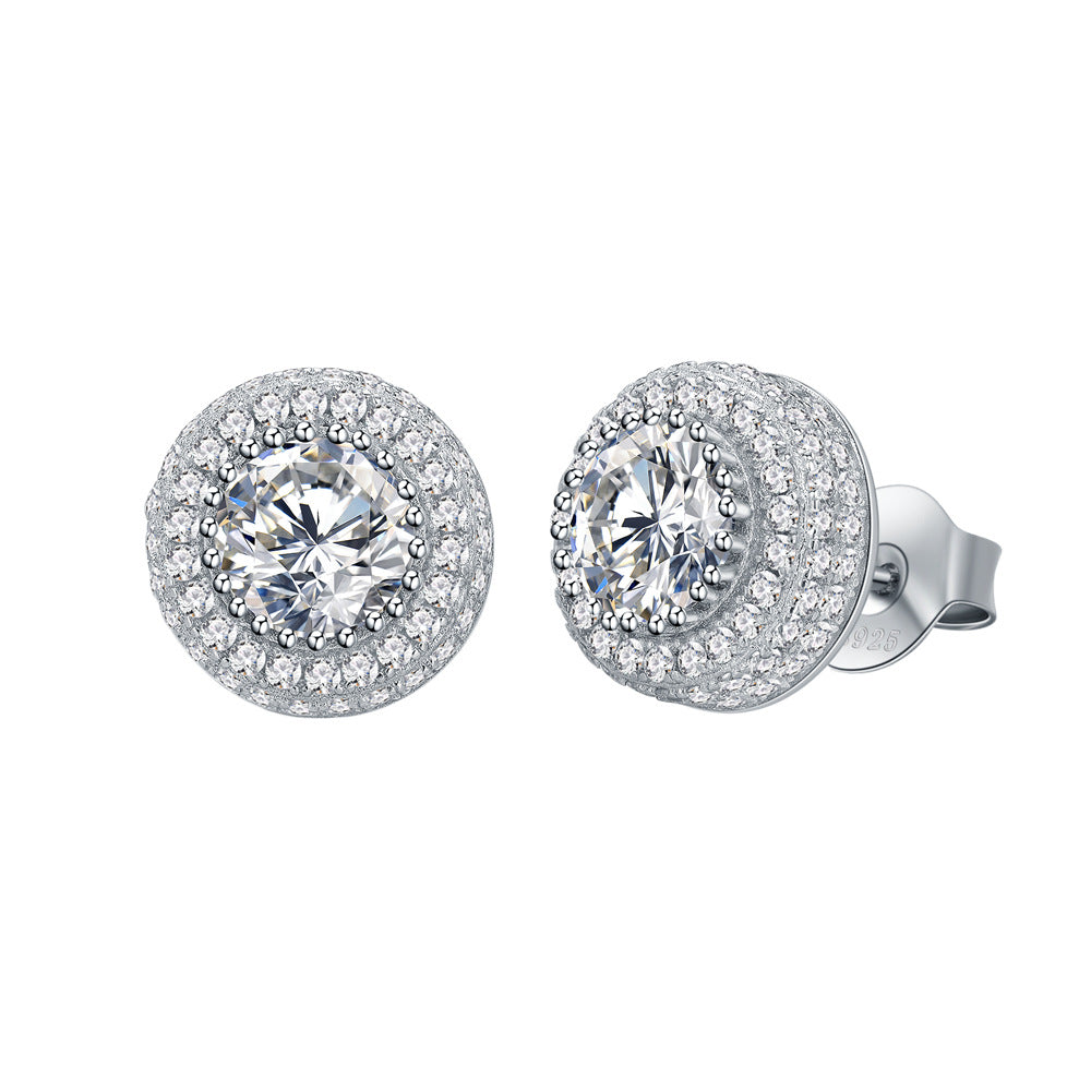 Luxury Zircon Stud Earrings Unisex Hip Hop Wedding Style