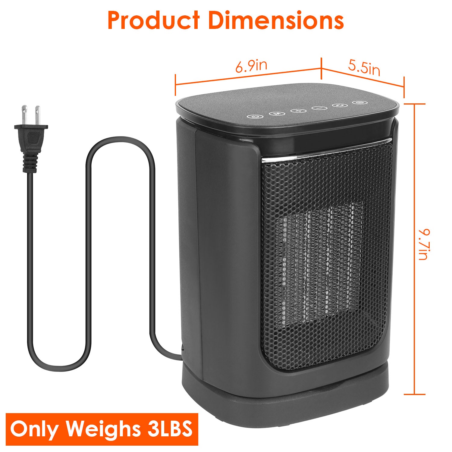 1500W Ceramic Space Heater Oscillating Remote Control Heater