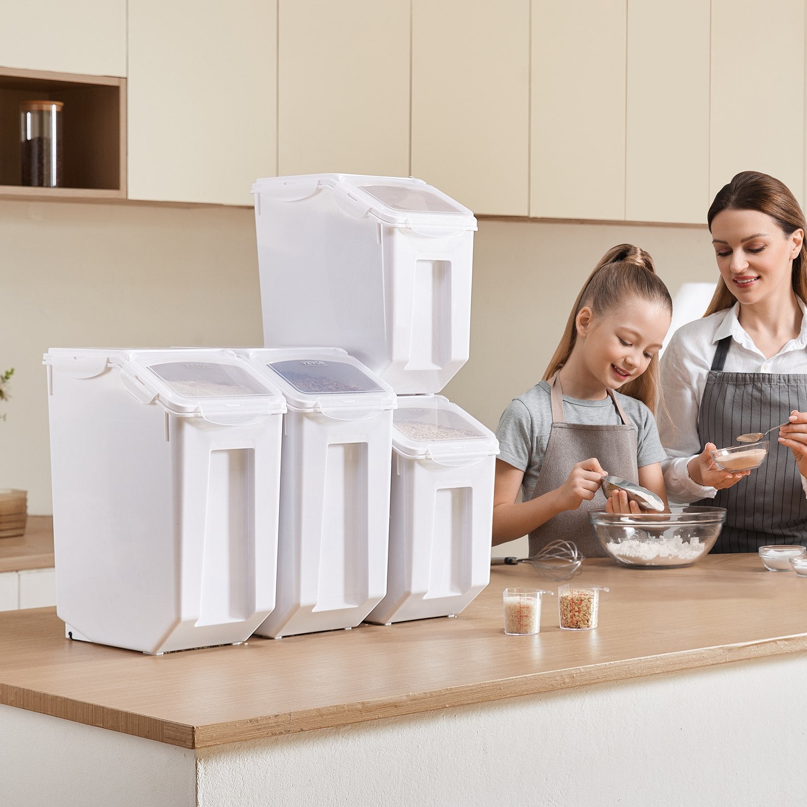 4 Pack Airtight Ingredient Storage Containers 3.5 & 4.5 Gallon