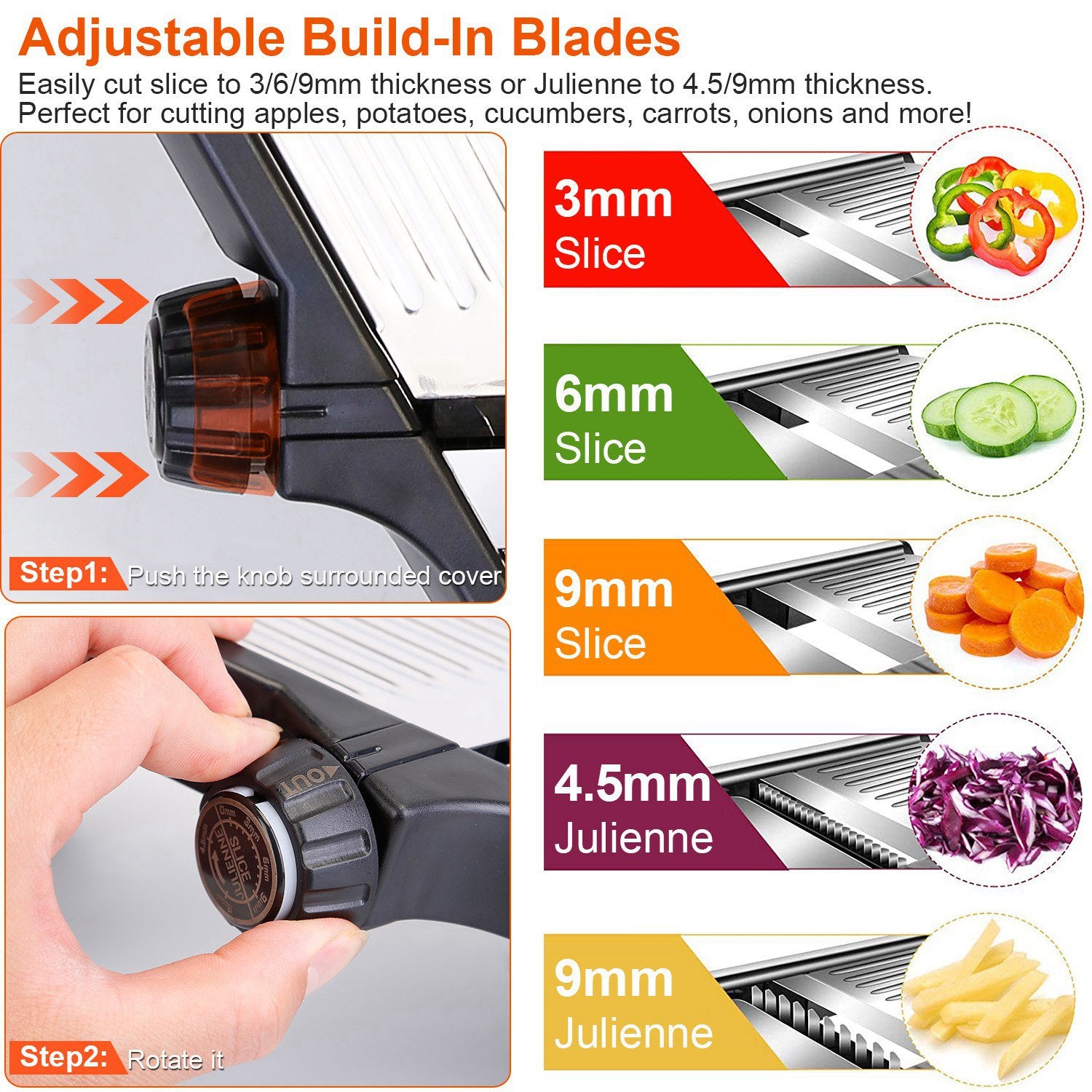 Mandoline Food Slicer Adjustable Stainless Steel Vegetable Cutter