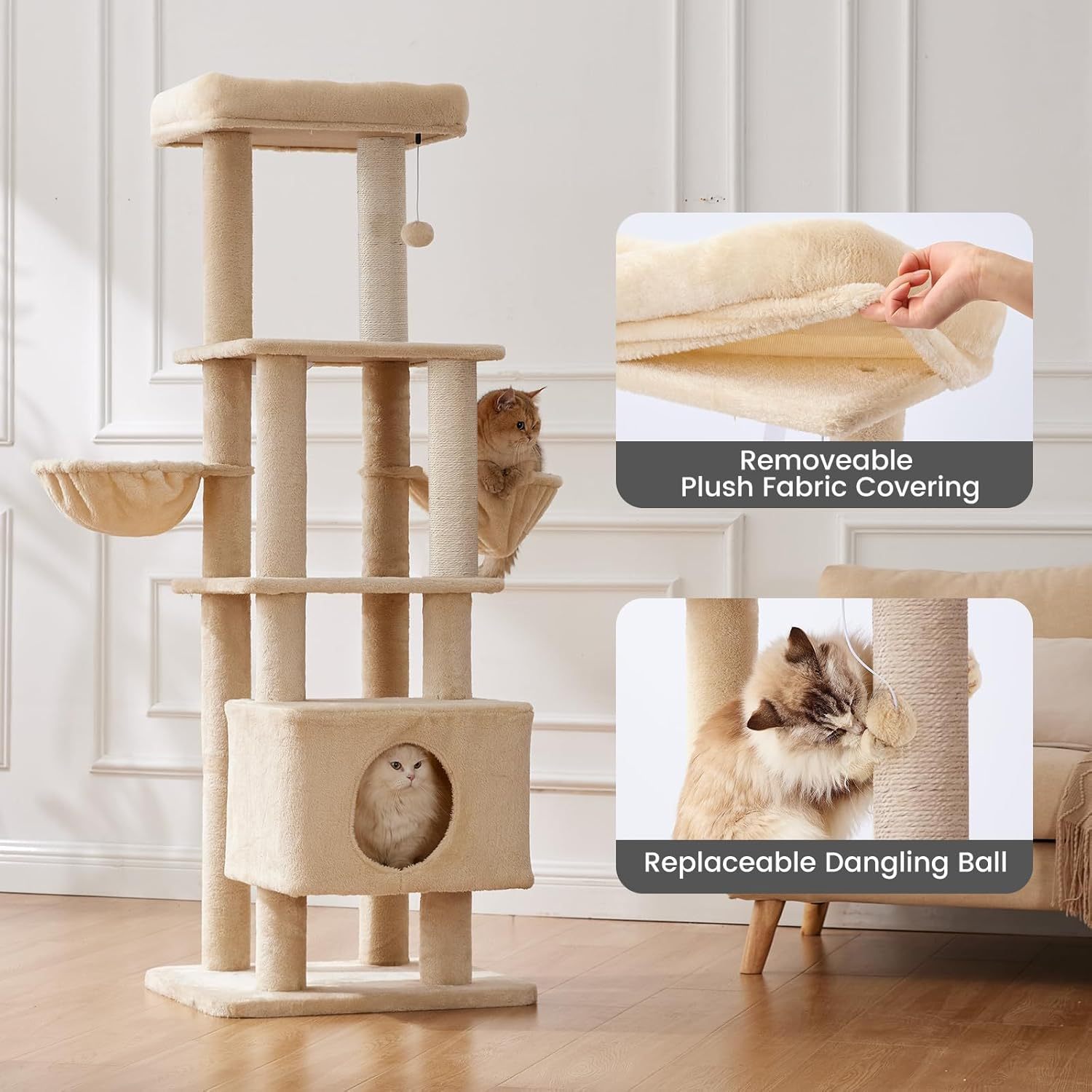 Premium Large Cat Tree Heavy Duty Tower with Scratch Post Perch