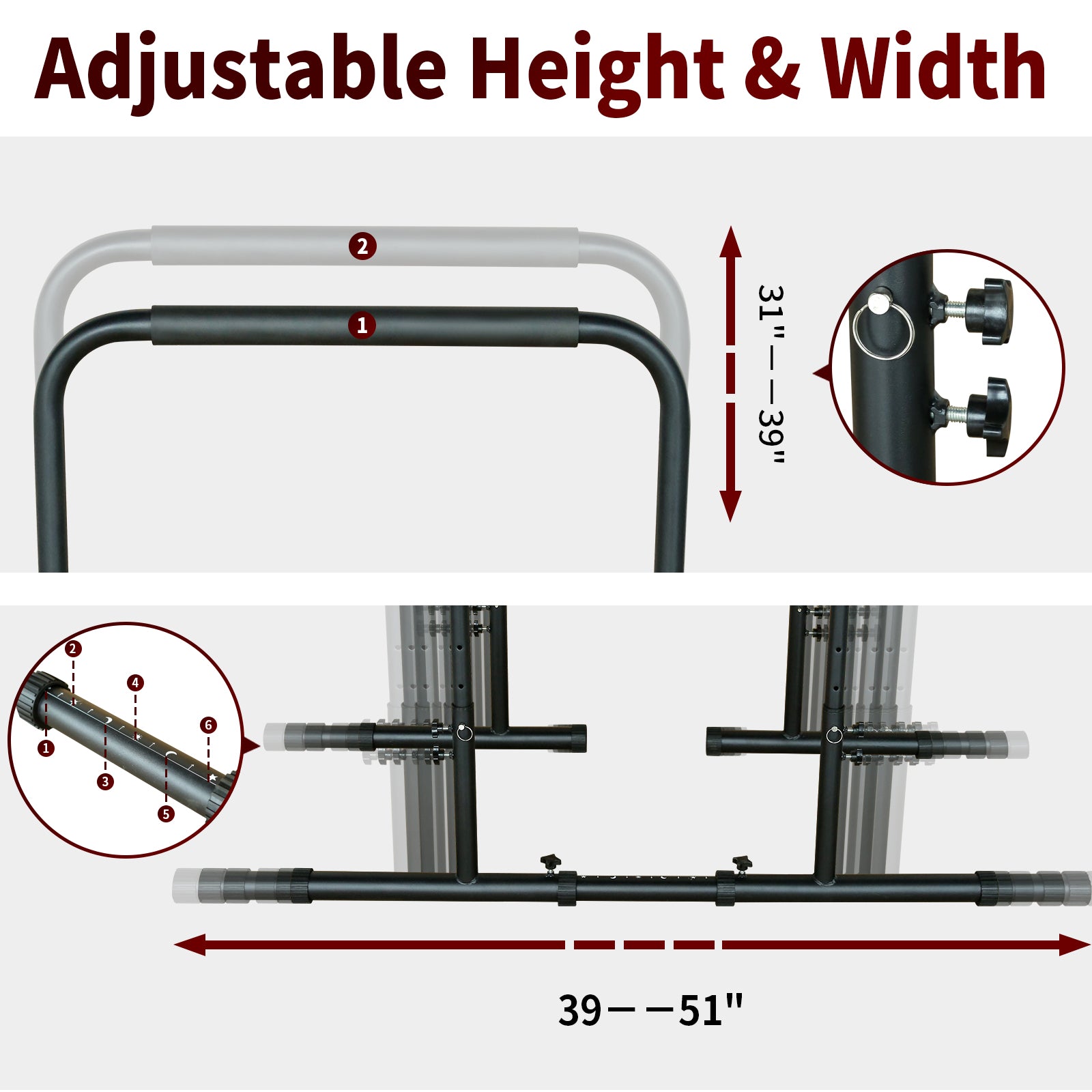 Heavy Duty Power Tower Dip Station with Adjustable Pull Up Bar