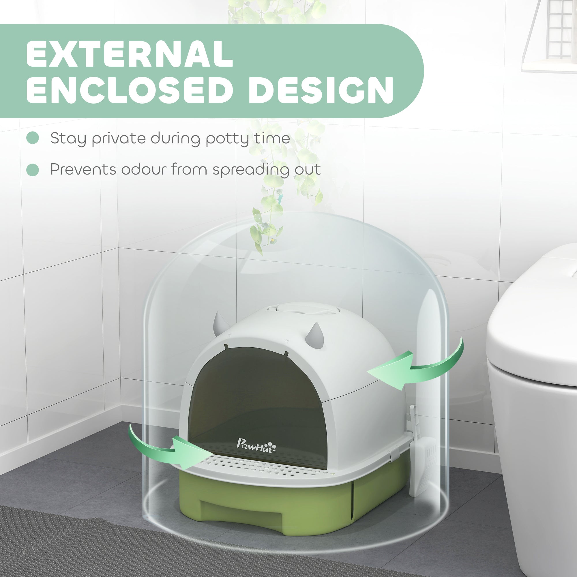 Premium Covered Cat Litter Box with Lid Scoop Odor Control