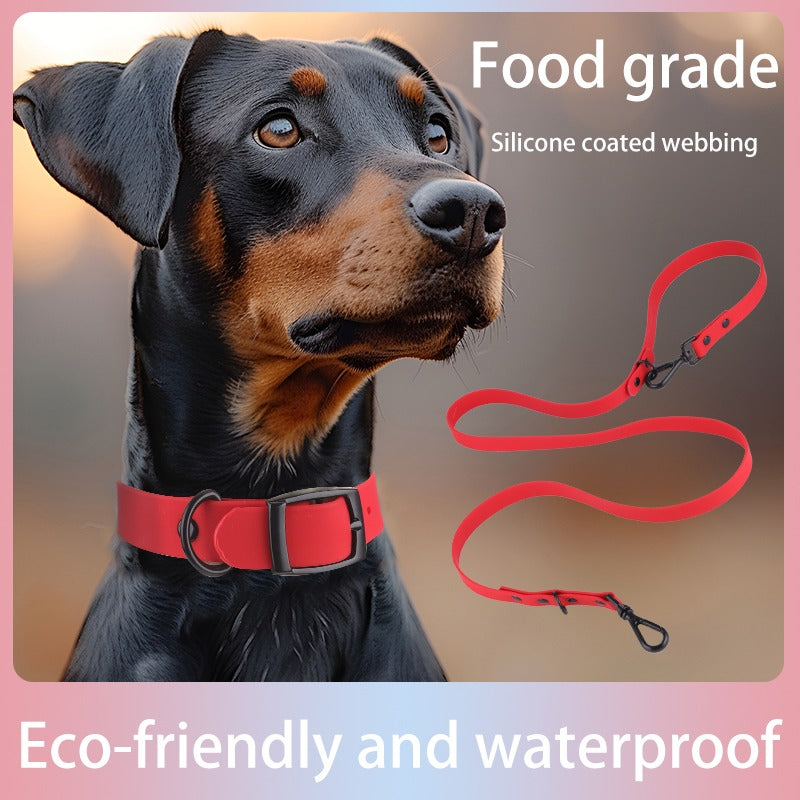 Premium Silicone Dog Collar Leash Set Waterproof Easy Clean