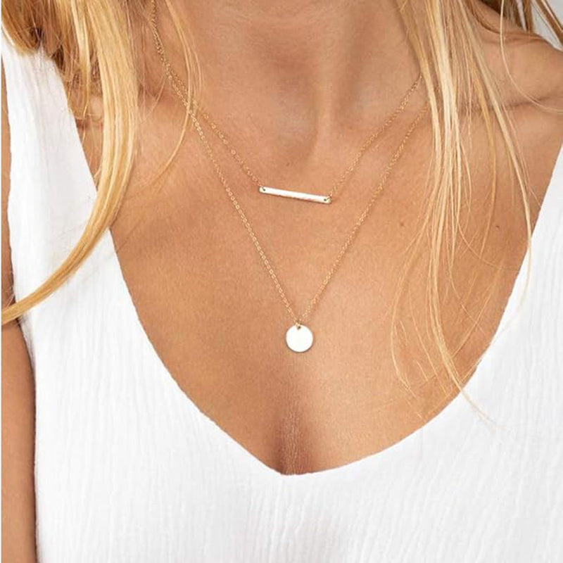 Elegant 3pcs Gold Layered Choker Necklace Set for Women