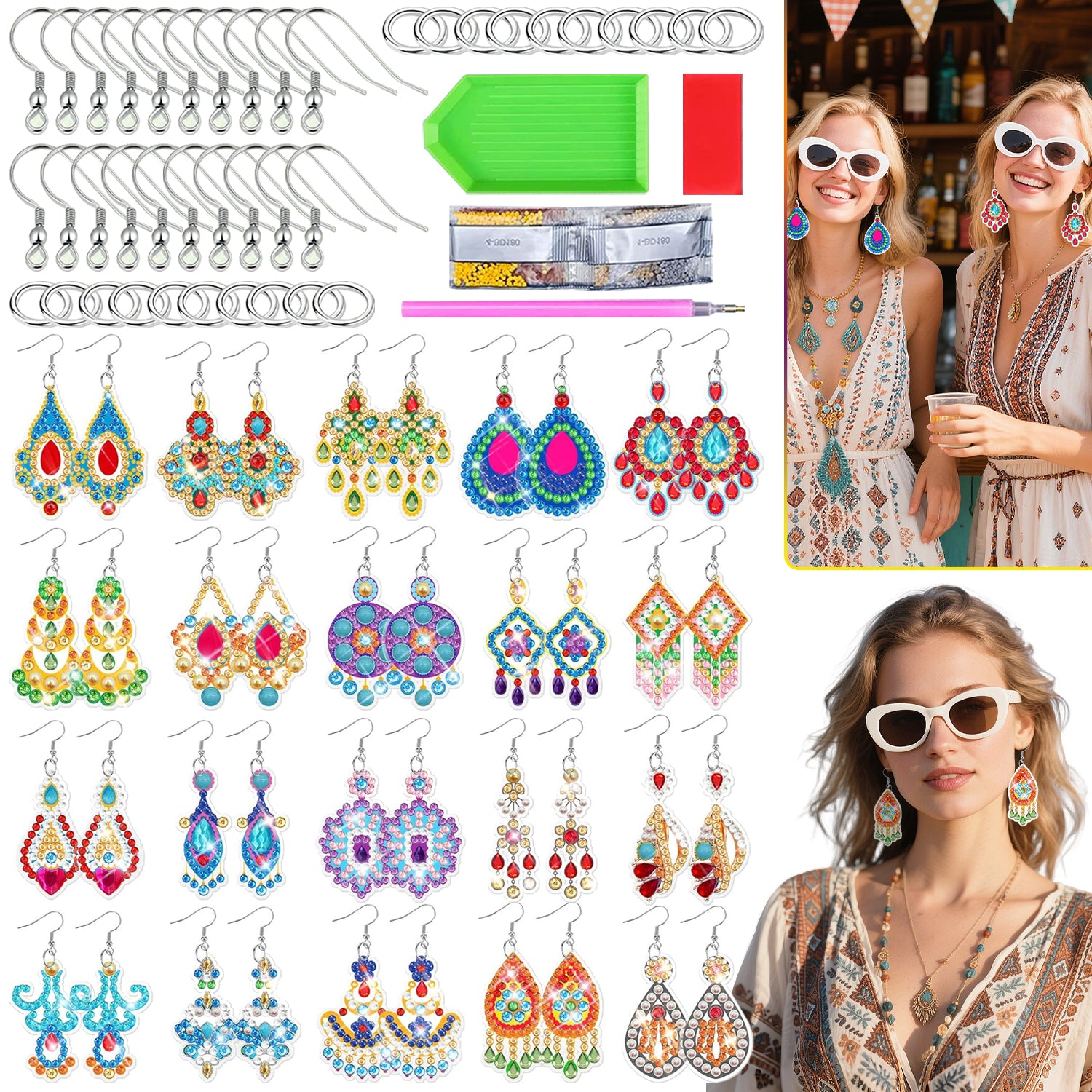 DIY Rhinestone Earrings Kit Creative Jewelry Making Set