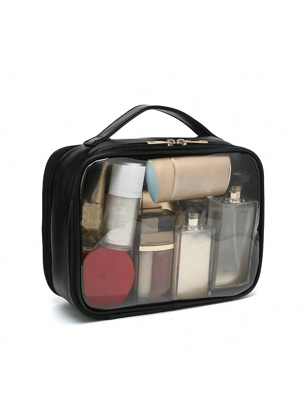 Clear Makeup Bag Travel Cosmetic Organizer with Brush Holder
