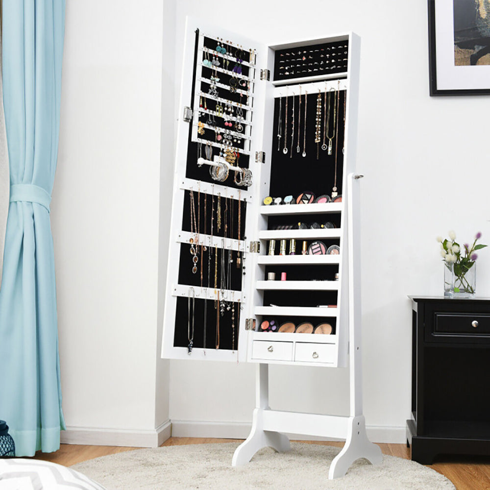 Luxury Lockable Mirrored Jewelry Cabinet Organizer Storage