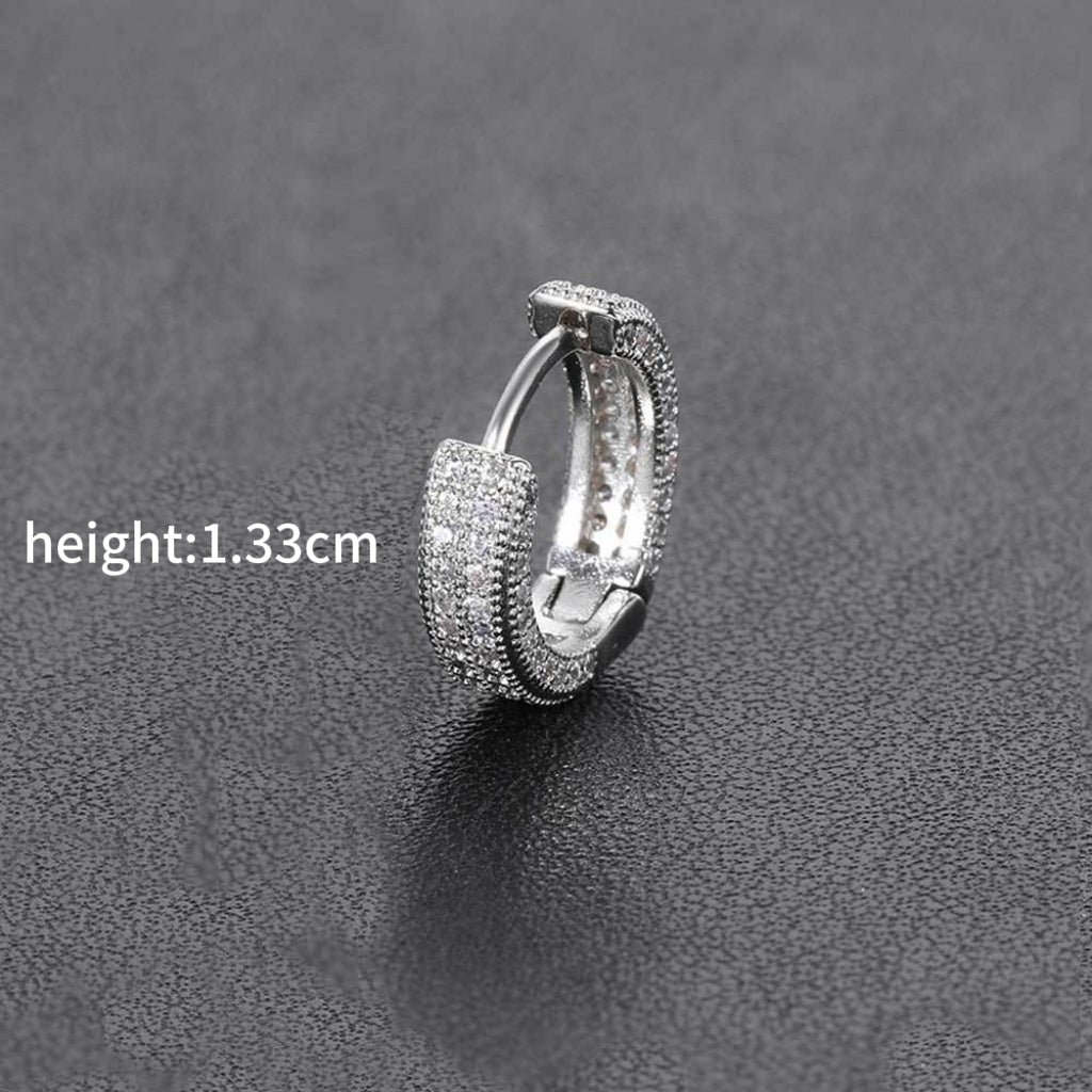 Luxury Zircon Hoop Earrings for Men Stylish Hip Hop Jewelry