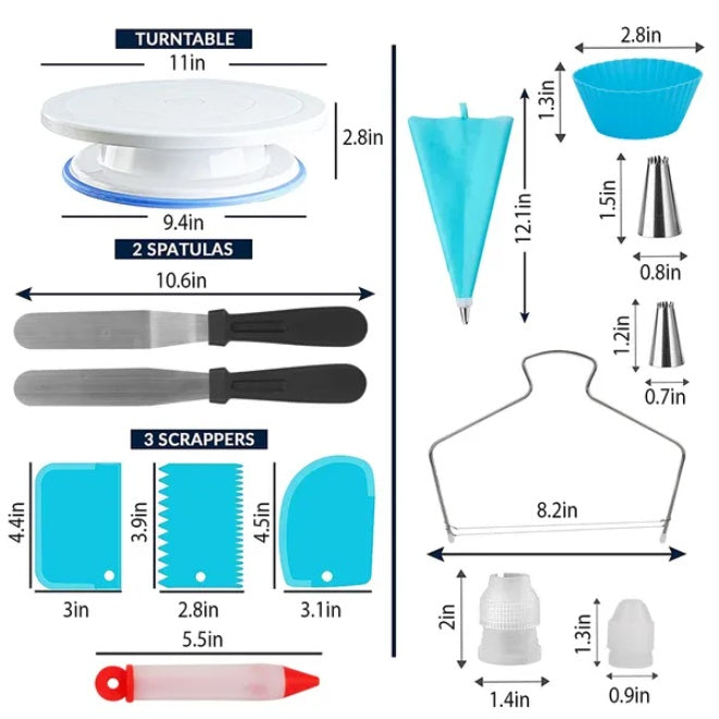 11 Inch Cake Turntable Set with 108 Decorating Tools Kit