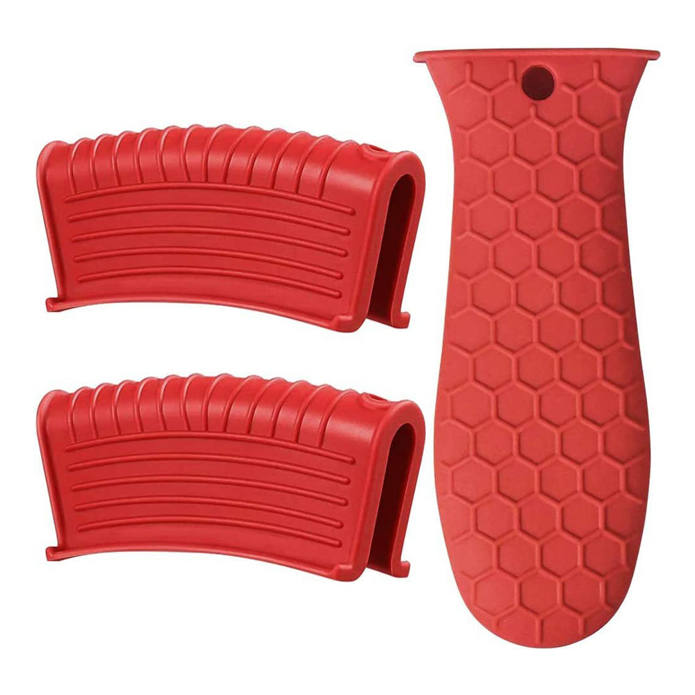 3-Piece Silicone Handle Covers for Cast Iron Skillets Set