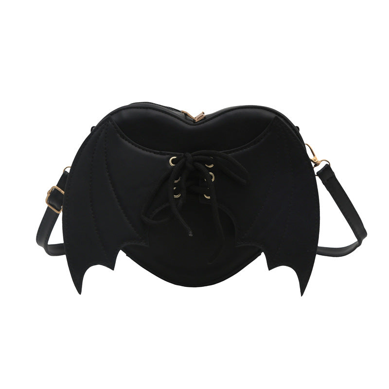 Heart Shape Crossbody Bag with Bat Wing Strap Unique Shoulder Style