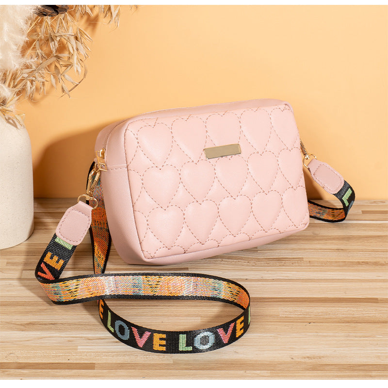 All Matching Casual Heart Embroidered Bag Stylish Women Shoulder Handbag