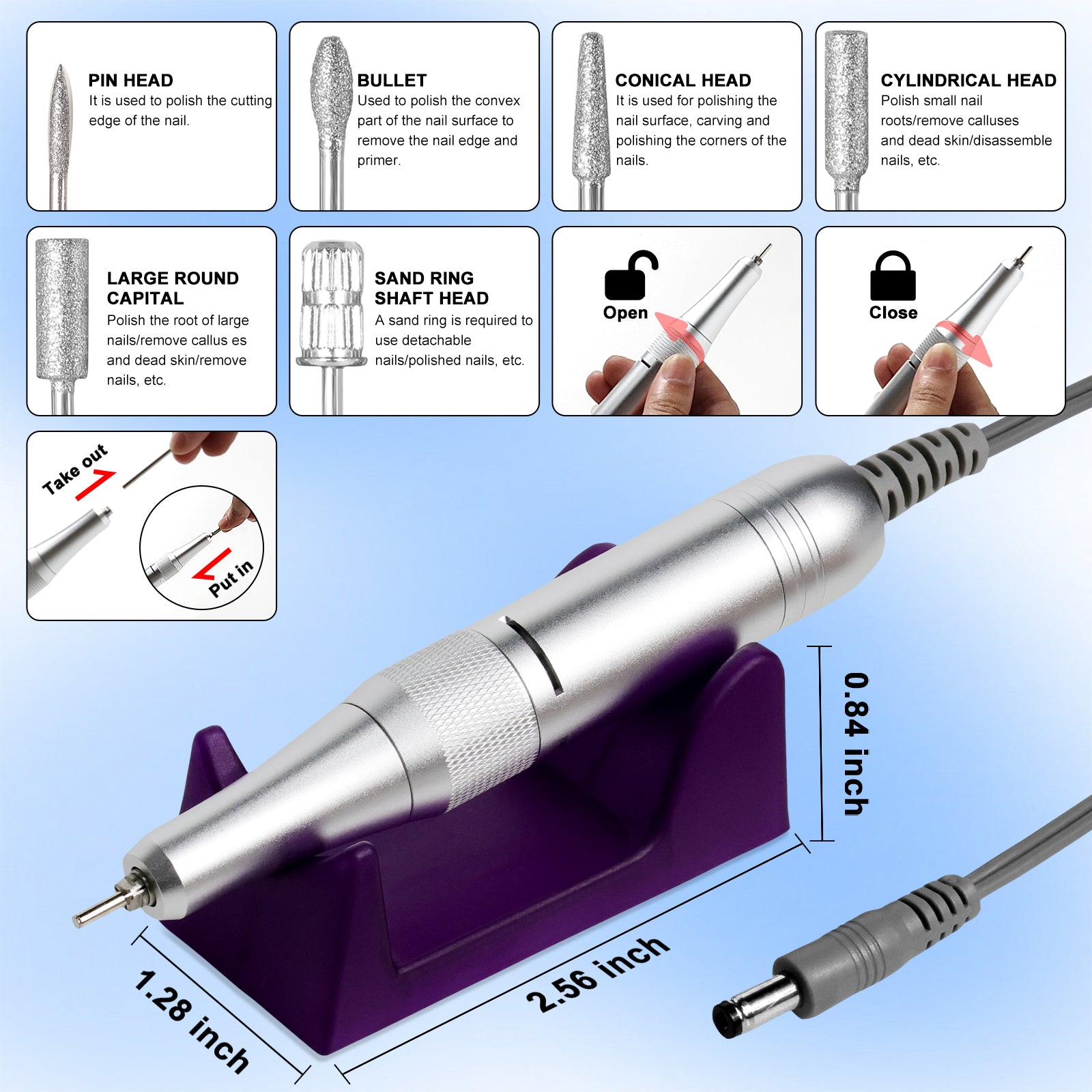 45000RPM Cordless Glitter Nail Drill Kit