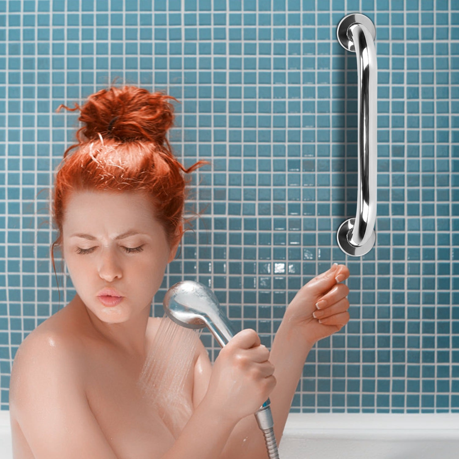 2PCS Stainless Steel Bath Grab Bar 19.7in Safety Handle