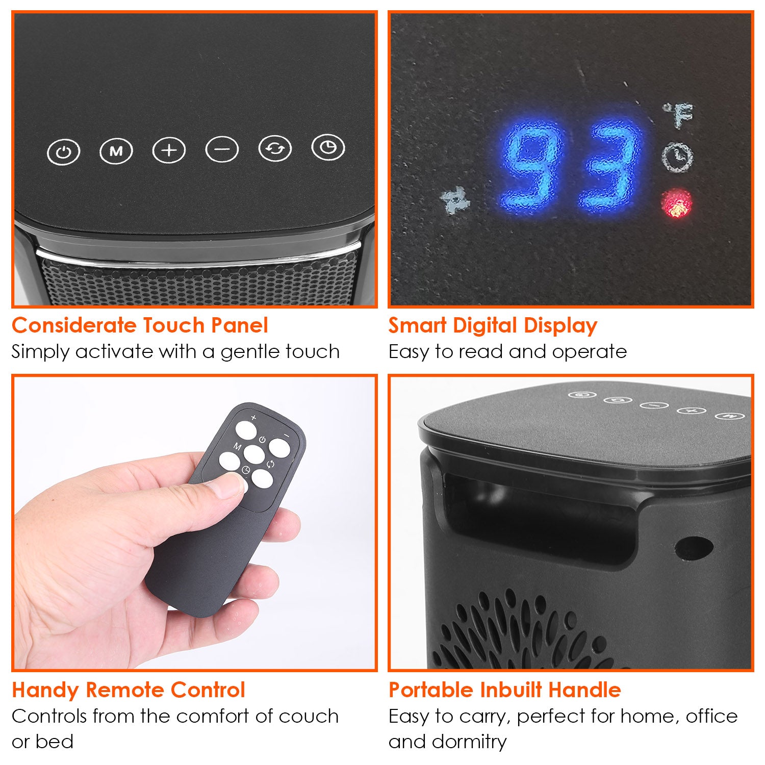 1500W Ceramic Space Heater Oscillating Remote Control Heater