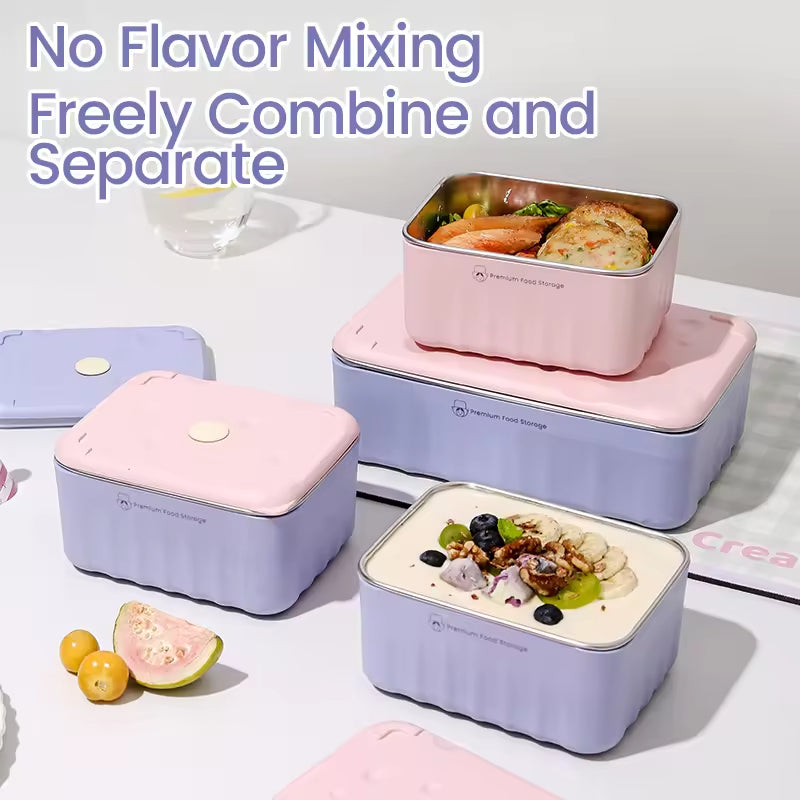 Stainless Steel Food Storage Container Set Purple with Case