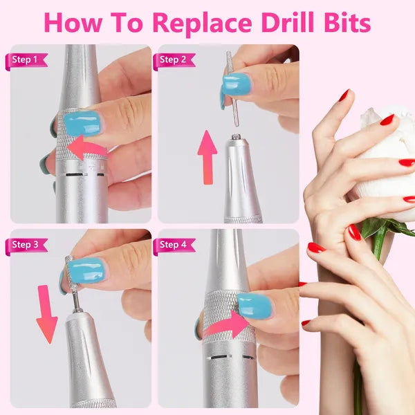Portable 45000 RPM Rechargeable Nail Drill Machine