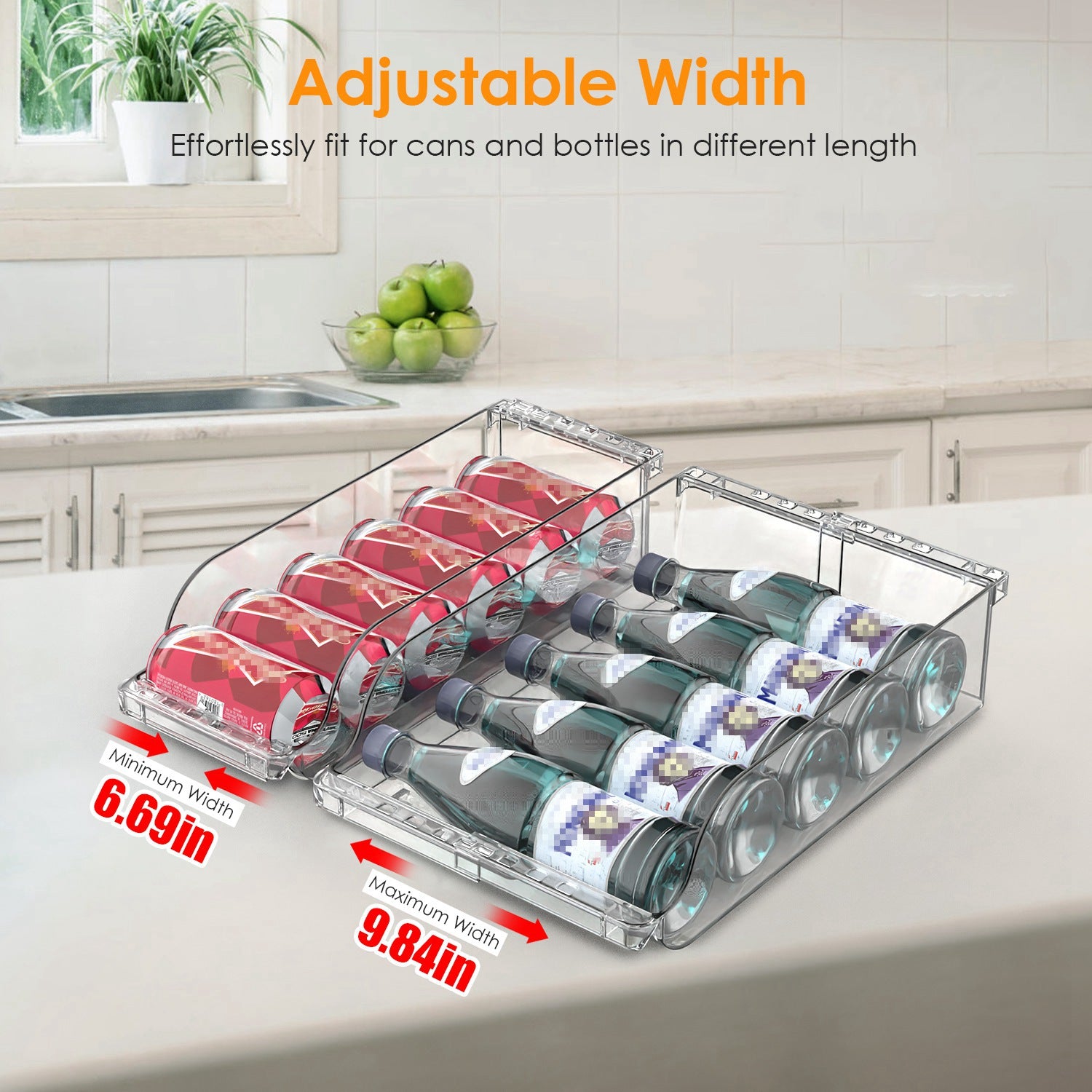 4Pcs Adjustable Soda Can Organizer Clear Fridge Dispenser