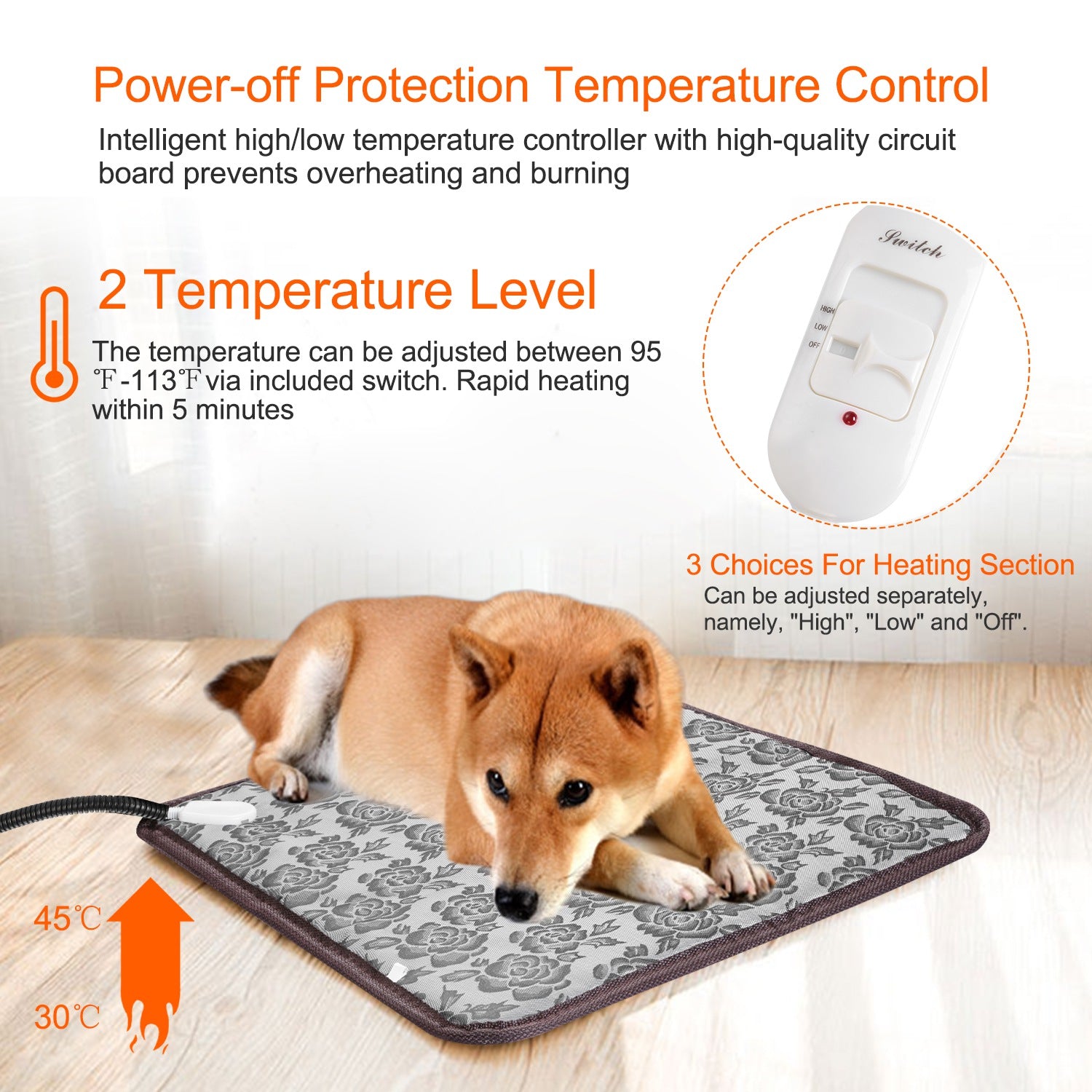 Premium Pet Heating Pad Waterproof Electric Warm Mat Safe Design
