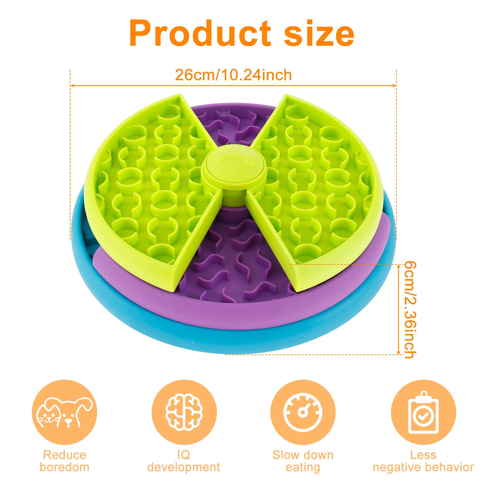 3 in 1 Slow Feeder Dog Bowl with Lick Mat Interactive Puzzle
