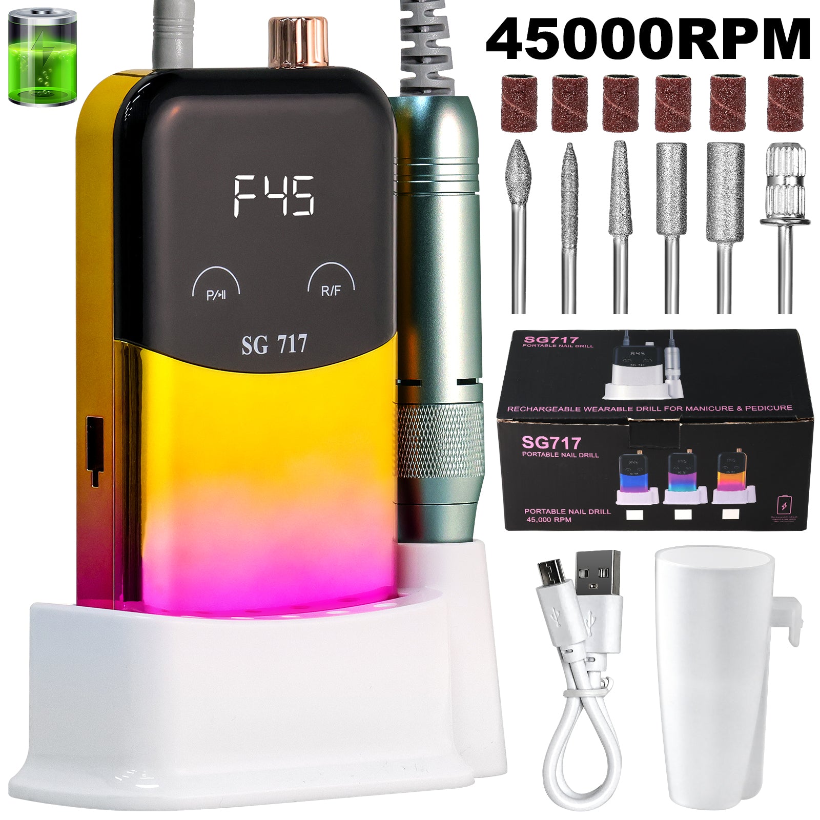 45000RPM Gradient Rechargeable Nail Drill
