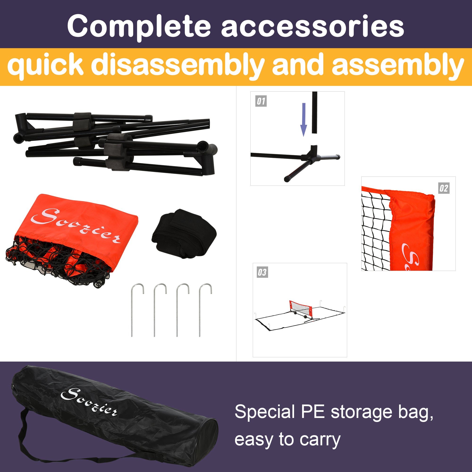Portable Multi-Sport Net with Sidelines & Quick Setup Design