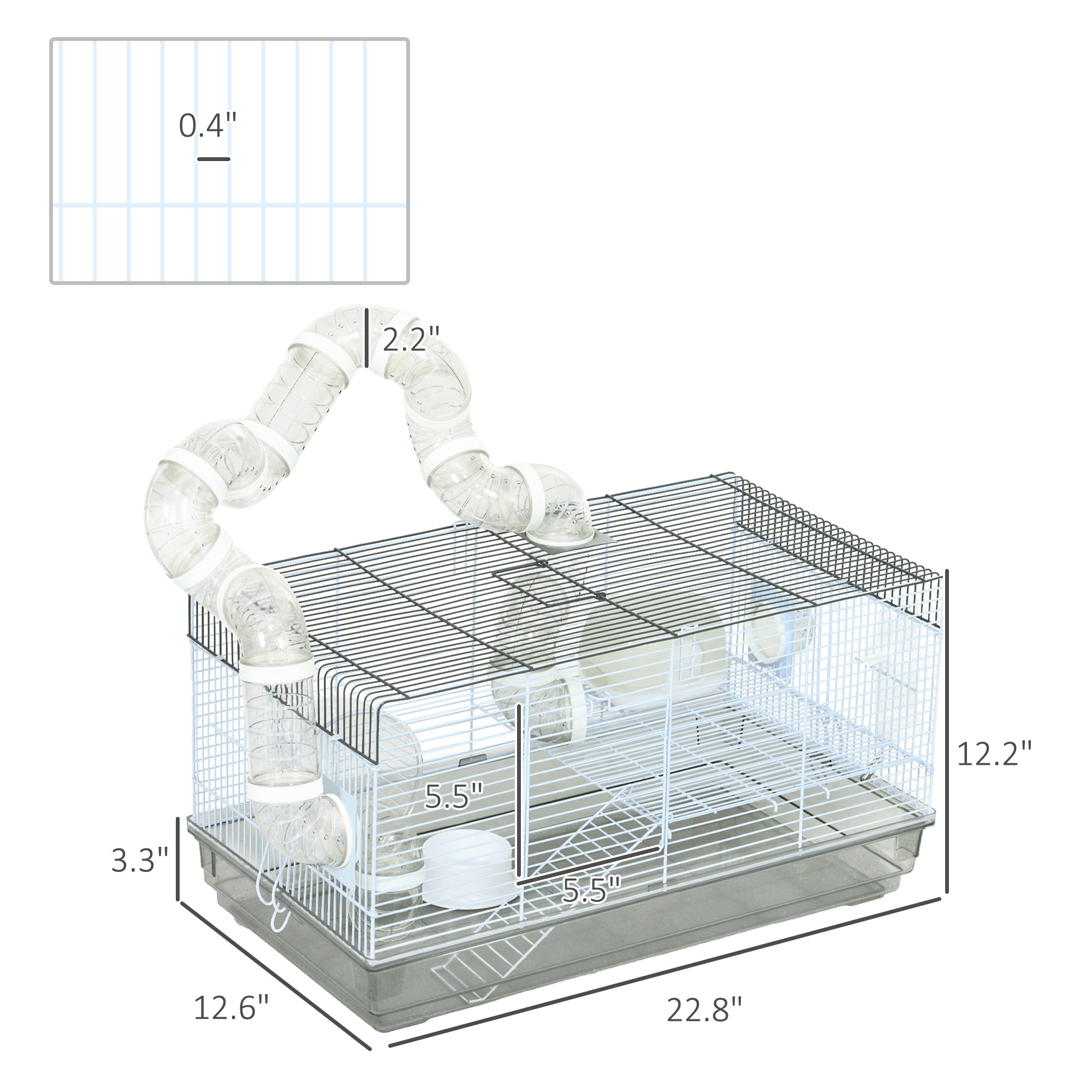 Premium Small Animal Cage with Tubes Wheel Bottle and Dish