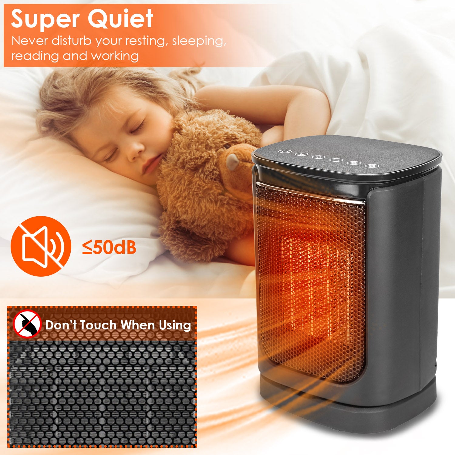 1500W Ceramic Space Heater Oscillating Remote Control Heater