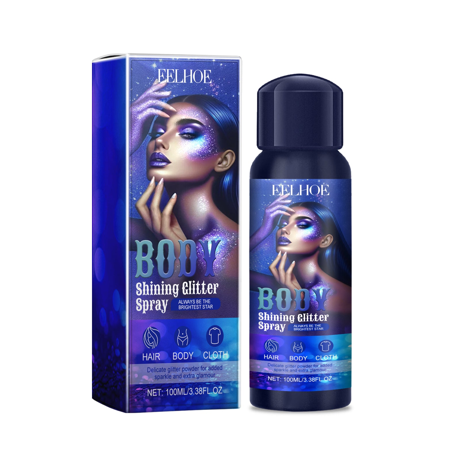 Eelhoe Glitter Highlighter Spray Long Lasting Shimmer Body Mist