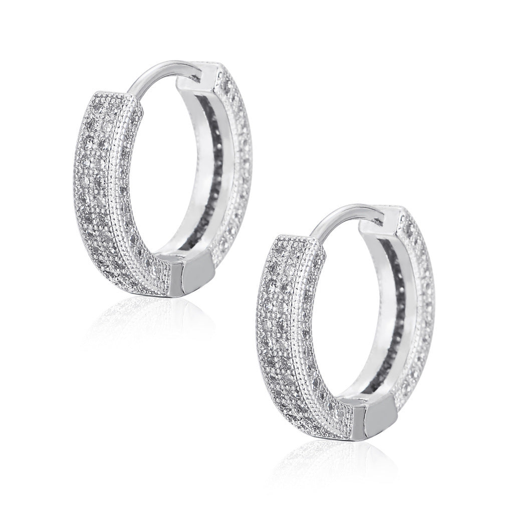 Luxury Zircon Hoop Earrings for Men Stylish Hip Hop Jewelry