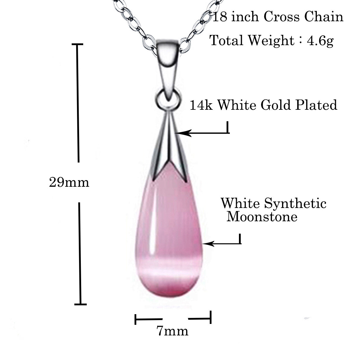 Luxury Moonstone Jewelry Set 14K White Gold Pendant Earrings