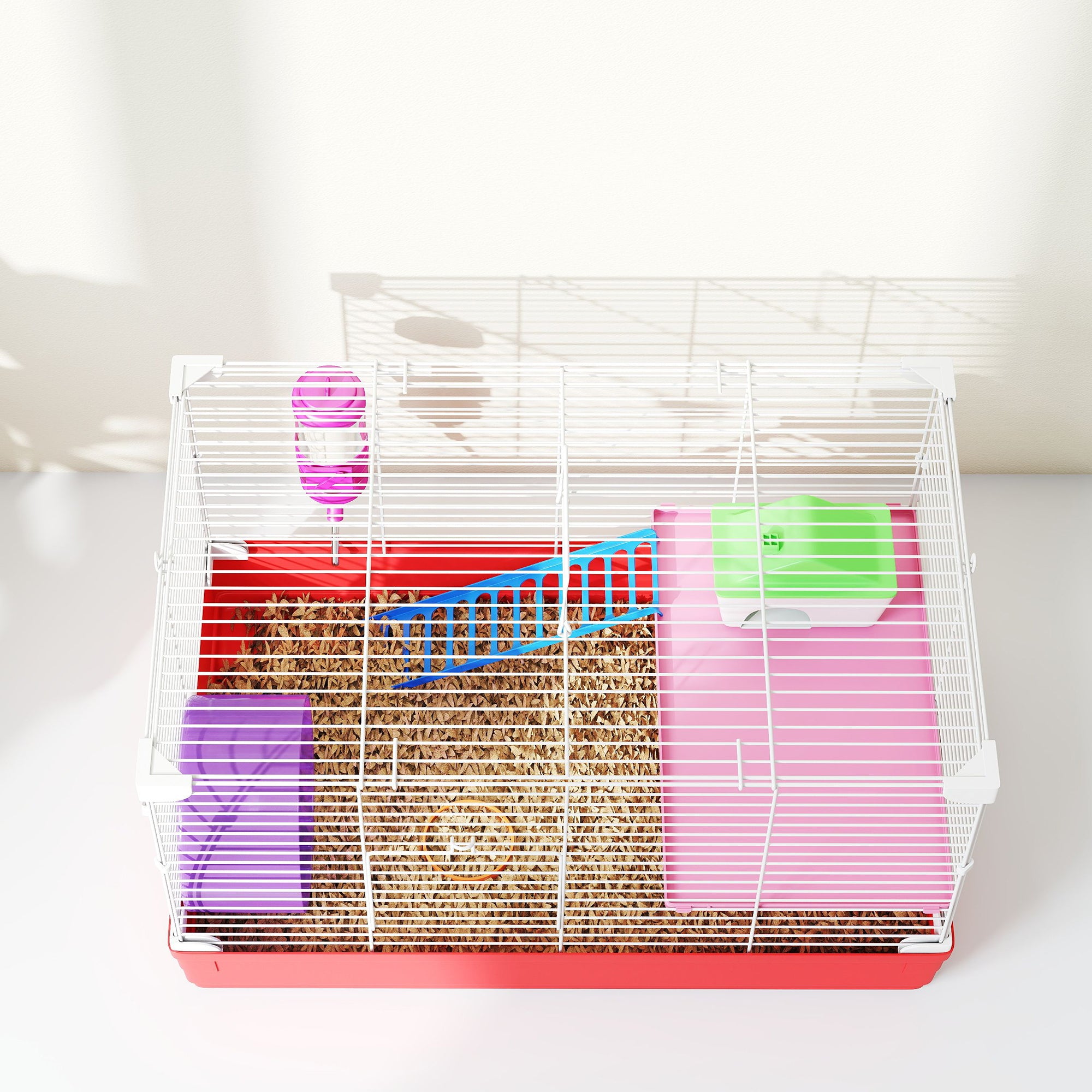 18.5-Inch 2-Story Hamster Cage with Exercise Wheel & Water Bottle – Small Animal Habitat