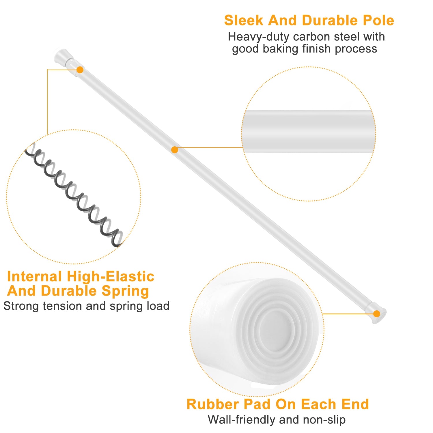 Adjustable Tension Curtain Rod Heavy Steel for Bath Kitchen Balcony HD