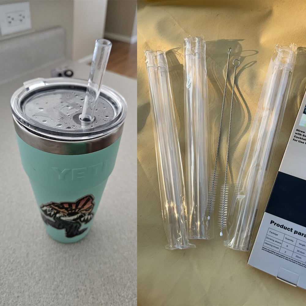 Reusable Clear Drinking Straws Set with Cleaning Brushes Durable
